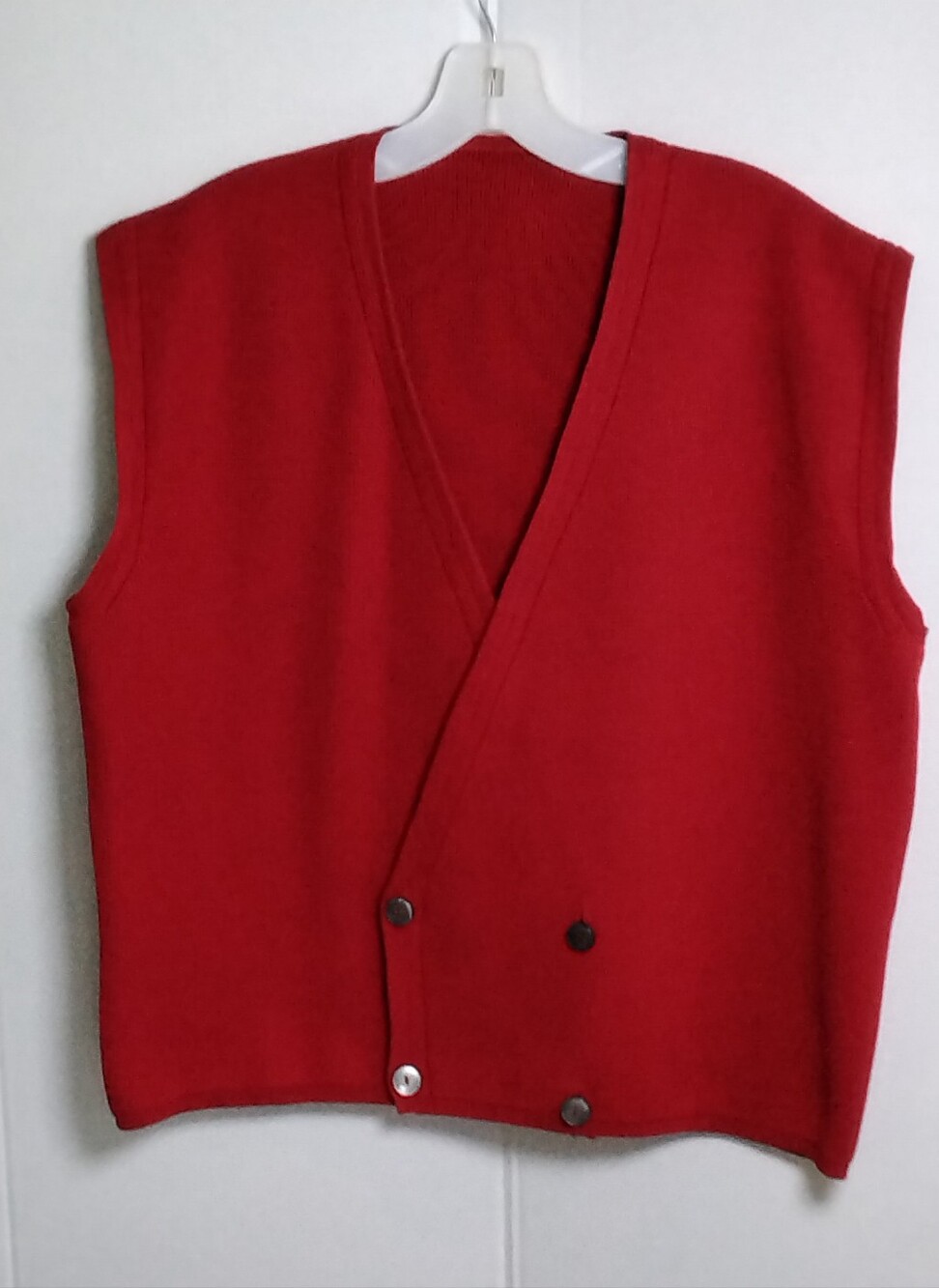 Vintage Red Double Breast 100% Wool Knit Sweater Vest Regent Valley Stream Sz XL